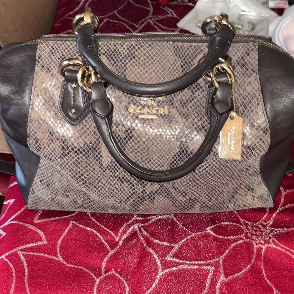 Coach Colette satchel in python-embossed leather graphite rare find 🕵️♀️ - Picture 4 of 14
